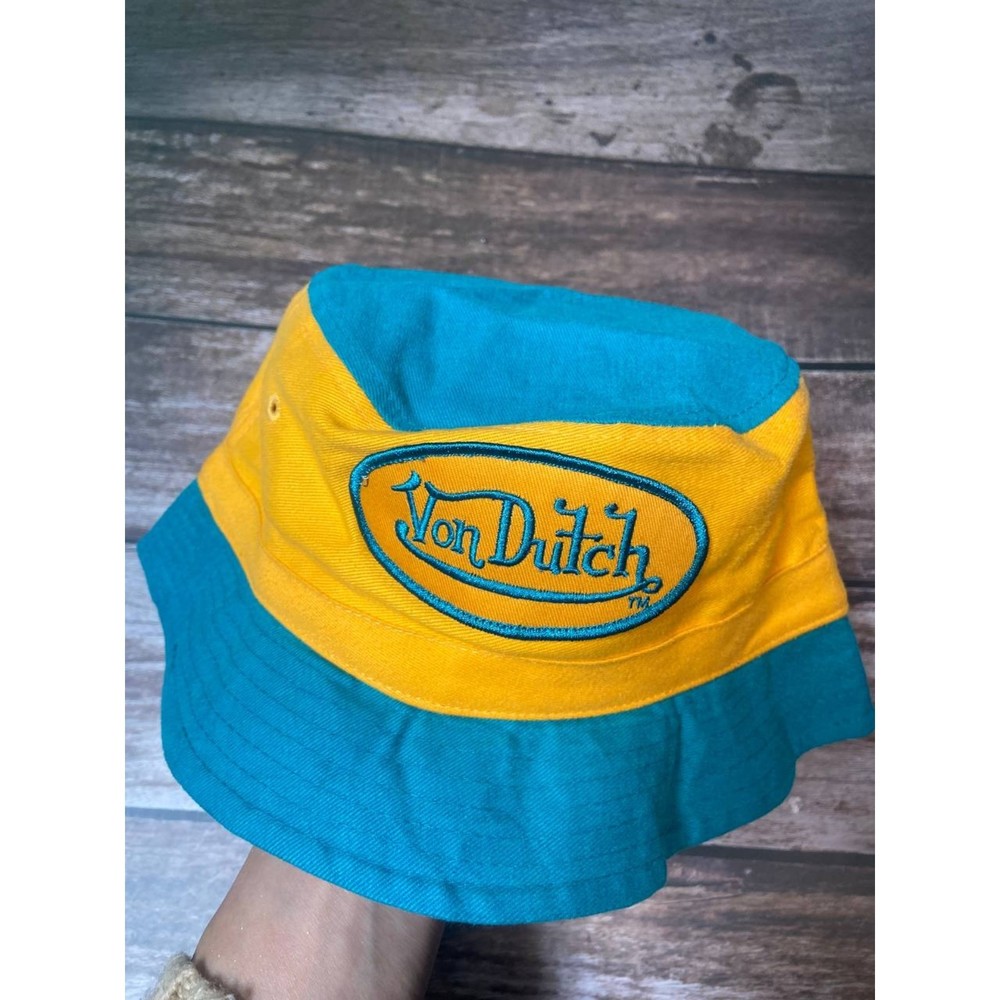 NWOT Von Dutch Bucket Fisherman Hat Kids/Youth Sky Blue and Mustard Yellow